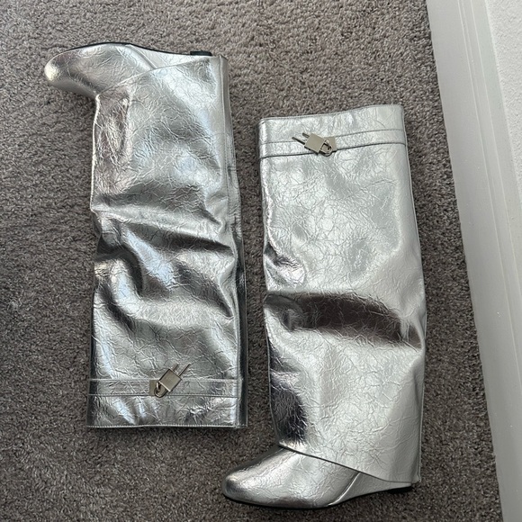 Fashion Nova Silver Heeled Boots - Picture 2 of 4